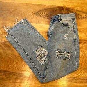 PacSun Light Blue Distressed Straight Leg Jeans